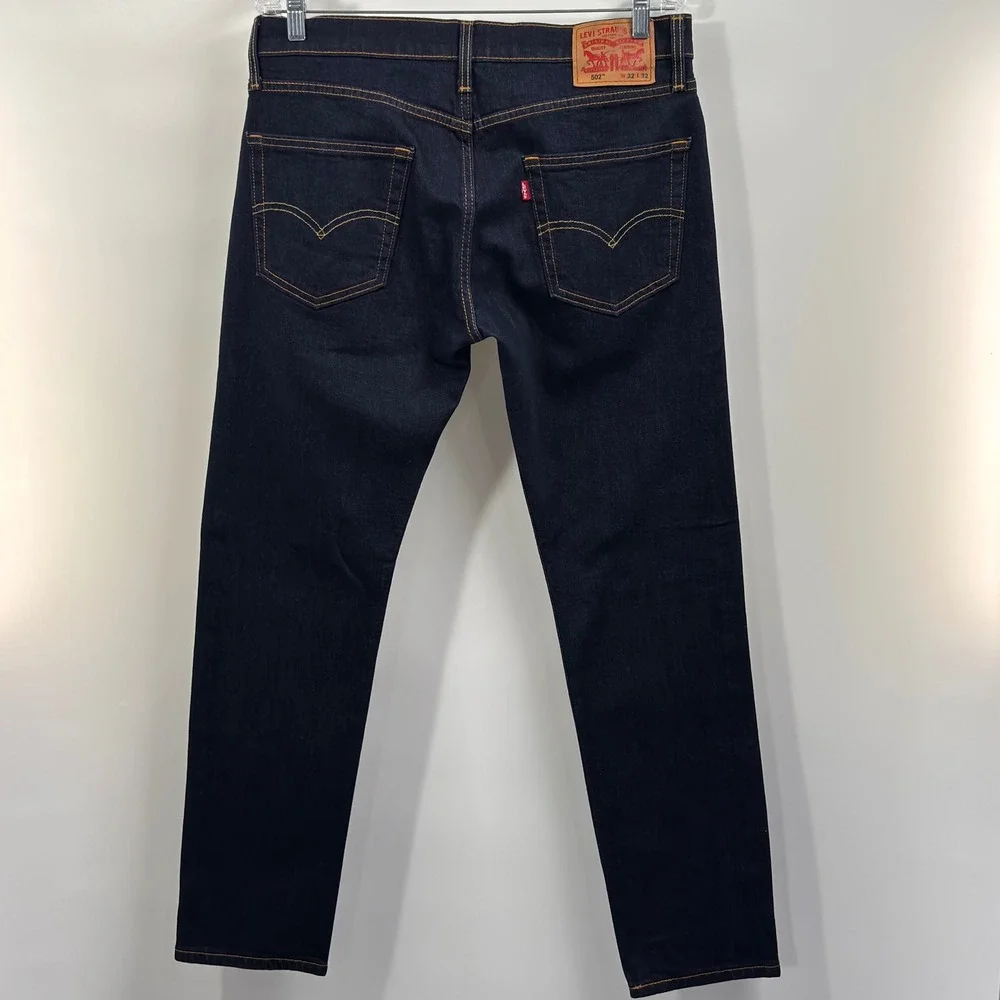 Levi's 502 Taper Jeans Men 32x32 Dark Wash Stretch Denim Regular Fit 30.5 Inseam